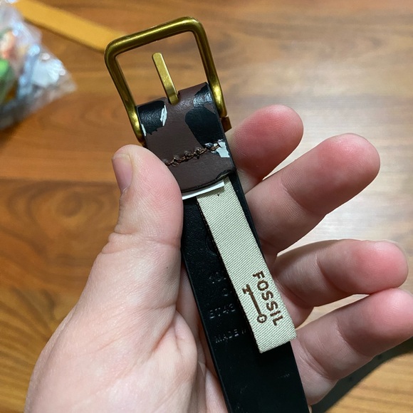 FOSSIL brown leopard print animal cheetah thin belt square gold tone buckle M - Picture 4 of 5